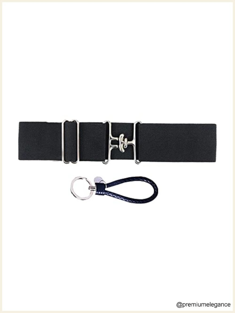 1.5-inch Elastic Equestrian Belt with Surcingle Buckle and Leather Key Strap